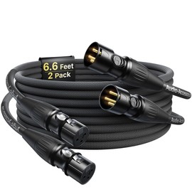 XLR Cables 6.6ft 2 Pack, Professional Gold-Plated Rean Connectors from Neutrik, Kevlar-Reinforced Nylon Braided XLR Microphone Cable, Mic Cable, Durable Shielded and Balanced XLR Male to Female Cord