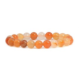 Natural Red Orange Agate Gemstone 8mm Round Beads Stretch Bracelet 7" Unisex