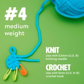 Woobles Easy Peasy Yarn for Beginners - Crochet & Knitting Yarn with Easy-to-See Stitches - Medium #4 Worsted - Cotton-Nylon Blend