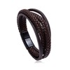 Black Leather Bracelet for Men Magnetic-Clasp Braided Bracelet Multi-Layer Wrap