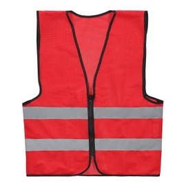 PATIKIL High Visibility Reflective Mesh Safety Vest, Class 2 Construction Work Vest Smooth Zipper Front for Construction Safety Use, Red