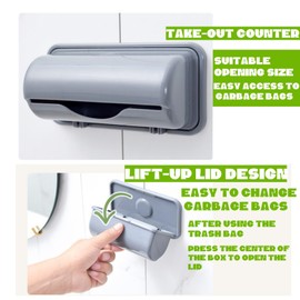 Trash Bag Dispenser, Wall Mount Garbage Bag Dispenser Small Bin Liner Kit Trash Can Liner Dispenser Wall Mount Garbage Bag Dispenser for Kitchen Bathroom Toilet (2Pcs-A)
