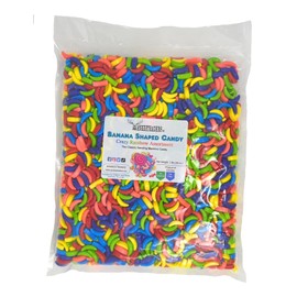 Banana Shaped Candy, Crazy Rainbow Assortment, 3 Pounds Bulk