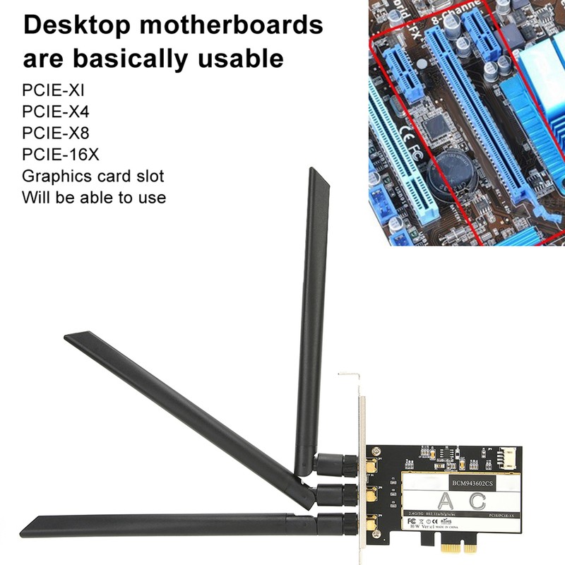 Wireless Card 802.11AC WiFi + for Bluetooth 4.0 Desktop WLAN