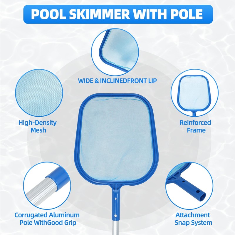 Banax Pool Skimmer Net Handheld, Frame Pool Leaf Collector with