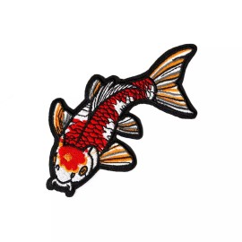 Patchwork Paradise Koi Fish Embroidered Iron-On Patch – Japanese Carp DIY Badge Exclusive Design