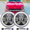 JESUO PAIR 7" inch Round LED Headlights High/Low Beam For