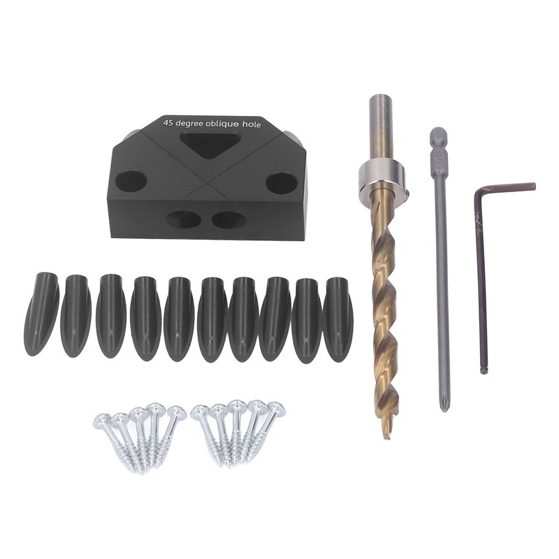 Woodworking Inclined Hole Fixture Black Aluminum Alloy 45 Degree Angle