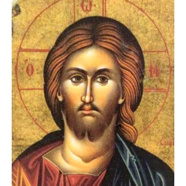 Handmade Wooden Greek Christian Orthodox Mount Athos Icon of Jesus Christ / Mp5_1