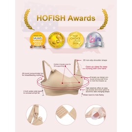 HOFISH Women's Maternity Bras Wirefree Nursing Bra for Pregnancy Breastfeeding Bra Black Beige Pink XX-Large