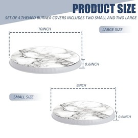 Round Stove Burner Covers For Electric Stove,White Marble Print Gas Stove Burner Covers Set Of 4, 8 Inches And 10 Inches Cooktop Decorative Stove Top Covers