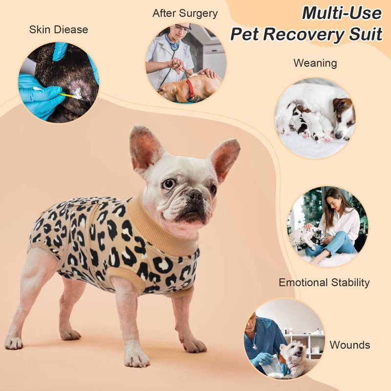 Kuoser Surgical Recovery Suit for Dogs Cats, Pet Leopard Printed