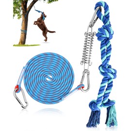 Petbobi Bungee Dog Toy, Outdoor Dog Tug Toy for Pitbull Interactive Exercise, Spring Pole Tug-of-War Toy with Durable Rope, Hanging Toy for Large Dogs to Reduce Boredom, Blue