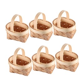 SHOWERORO 6pcs Handwoven Mini Wooden Baskets for Candy Storage Decorative Kitchen Organizers Portable Picnic Baskets for Crafts Home Party and Garden Decor