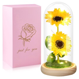 Birthday Gifts for Women Mothers Day Sunflower Gifts for Mom from Daughter, Mom Gifts for Women Sister Grandma Wife Teacher Friends Female,Mothers Day Flowers Gifts,Sunflowers Decor in Glass Dome