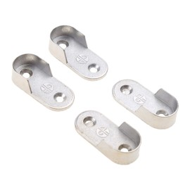 KAKASEA 4Pcs Oval-Rail Wardrobe Polished-Chrome Hanging-Tube Metal Closet Organizers Rod Hanger Standard Tube Support