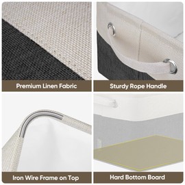 BALEINE 3 Pack Fabric Storage Bins Storage Basket Closet Shelf Organizer for Closet Organizing, Decorative Large Linen Closet Organizers and Storage (Black, 3 Pack)