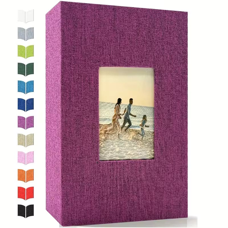 Linen 4x6 Photo Album with Cover Window, 200/300/600 Pockets