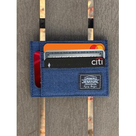 JEMINAL Credit Card Holder Wallet - Ultra Slim Wallet Durable Nylon 8-9 Card Protector Cash Slot, Navy Blue, Casual Canvas Card Money Organizer