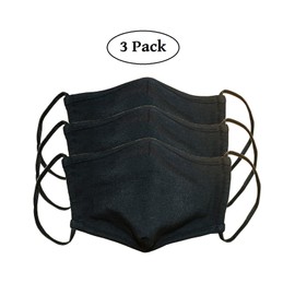 LOFBAZ Cloth Face Coverings Cotton Fabric with Filter Pocket Washable Reusable (Black - Pack of 3, Adult Small)