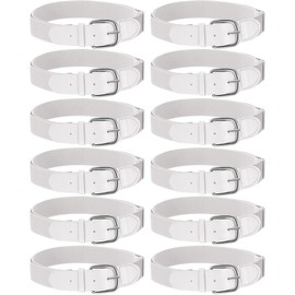 Hercicy 12 Pcs Baseball Belts Softball Belts Bulk for Adult and Youth Adjustable(Youth Size,White)