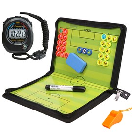 Tactical Board Football Foldable Trainer Folder: Portable Football Tactical Coach Board Football Accessories with Board Marker Whiteboard Eraser Bag