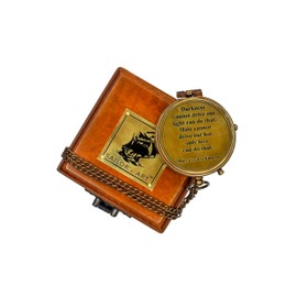 Sailor's Art Pocket Compass | Camping Travelling Equipment | Boat Brass Compass with a Beautiful Quote Engraved | Wooden Box case | Gifts for Children Teen Family | Nautical Navy Compass