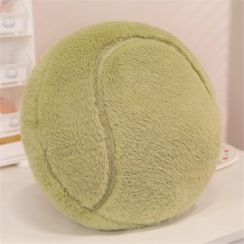 Ueiwffzo Ball Cushion Round 35 cm Plush Cushion Soft Basketball Football Decorative Cushion Ball Shaped Throw Cushion Plush Toy for Boys Children's Room Decoration (Tennis)