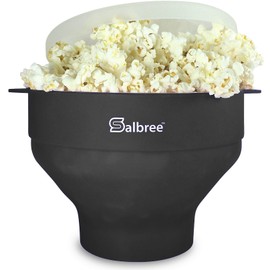 The Original Salbree Microwave Popcorn Popper, Silicone Popcorn Maker, Collapsible Microwavable Bowl - Hot Air Popper - No Oil Required - The Most Colors Available (Black)