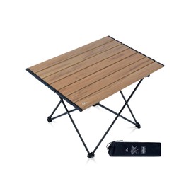 iClimb Ultralight Compact Camping Folding Table with Carry Bag (Nature - L)