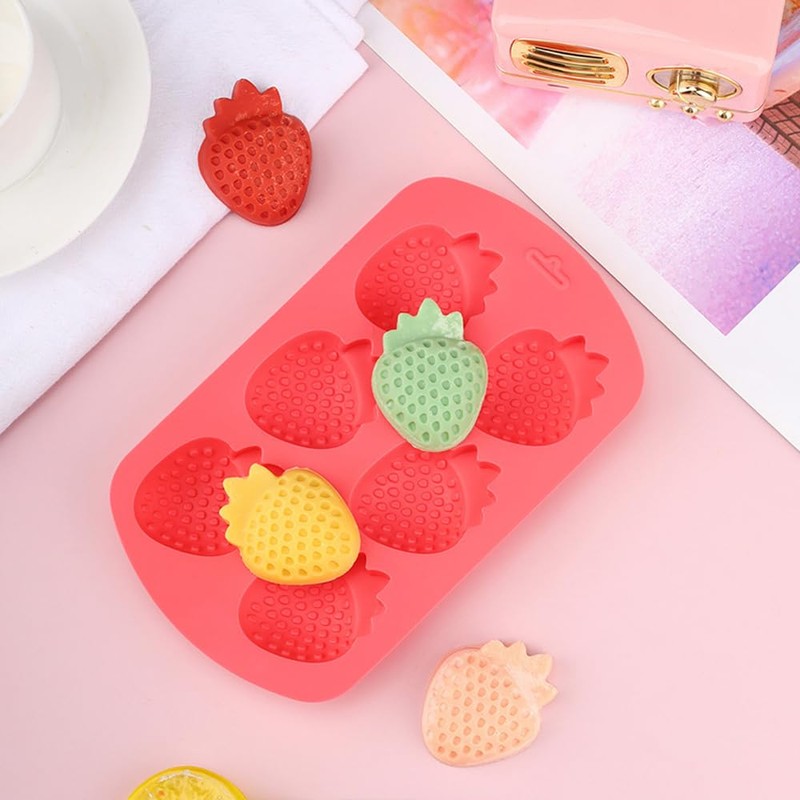 3 Pack 3D Strawberry Silicone Baking Mold Fruit Snack Molds
