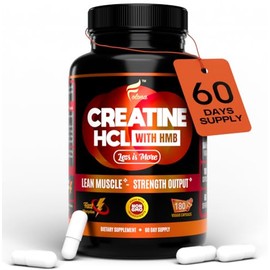Cápsulas de creatina HCl con HMB - Suplemento de entrenamiento para hombres y mujeres, constructor muscular, resistencia, fuerza, superior al monohidr
