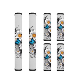 Txsniver Refrigerator Door Handle Covers Set of 6 Pack Soft Kitchen Appliance Gloves Fridge Microwave Dishwasher Handle Cloth Protector Keep Off Fingerprints Food Stains, Daisy Butterfly Gray