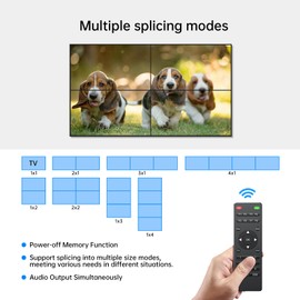 Yinker 4K60Hz HDMI Video Wall Controller 2x2 HDMI Video Wall Processor for 4 TV Splicing Display Supports 1x1, 1x2, 1x3, 1x4, 2x1, 2x2, 3x1, 4x1-1 HDMI Input & 4 HDMI Output