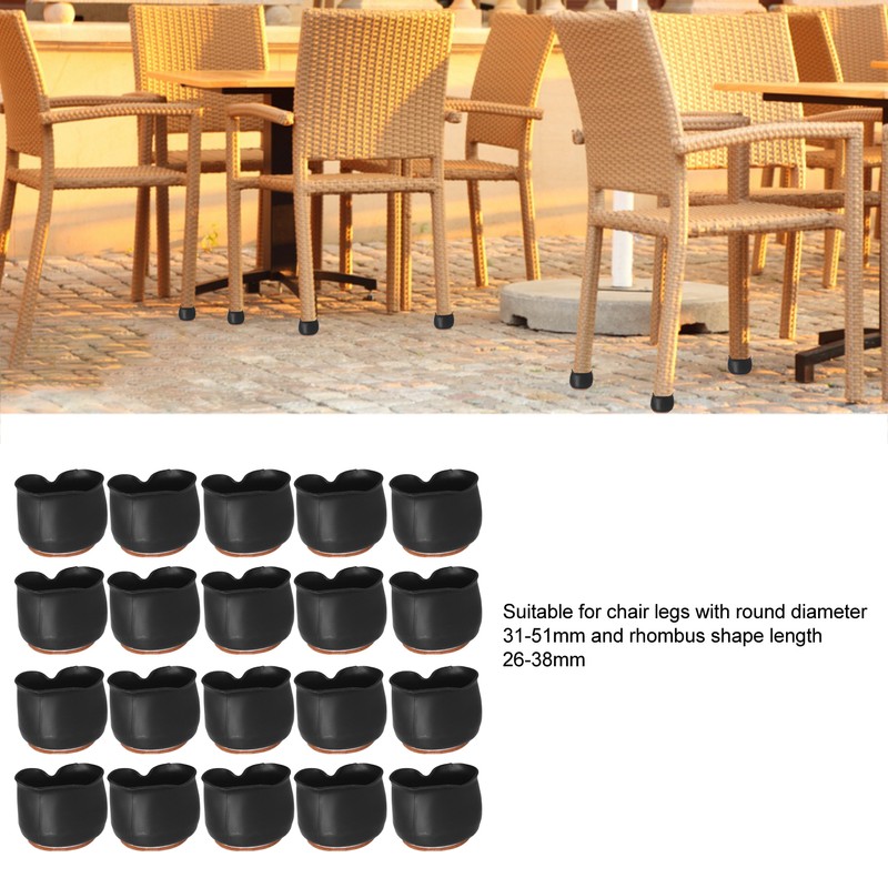 20 Pcs Chair Leg Floor Protectors Silicone Anti Slip Abrasion