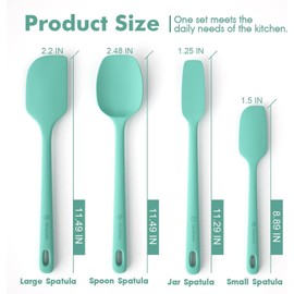 ChefAide 4 Pieces Silicone Spatula Set, Food Grade Rubber Spatula, Upgrade Strong Handle with Ergonomic Grip, Heat Resistant for Nonstick Cookware, Cooking