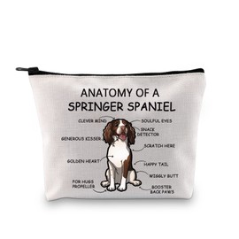 Springer Spaniel Dog Lover Gift Anatomy of a Springer Spaniel Makeup Bag Springer Spaniel Dog Mum Cosmetic Bag Springer Spaniel Owner Gift Springer Spaniel White, Springer Spaniel White