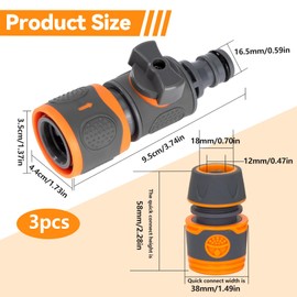 2PCS Hose Pipe Shut Off Valve, Hosepipe Tap Connector for Join Garden Pipe Hose Tube