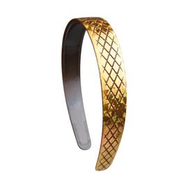 1 Inch Gold Etched Diamond Headband - Brown