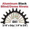 Cellus (25) Black All Aluminum Rivets (ABA66B) 3/16" x Grip