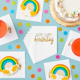 100 unidades fiesta servilletas de cóctel - 5 x 5 inches plegado, Happy Birthday, 100, 1.00