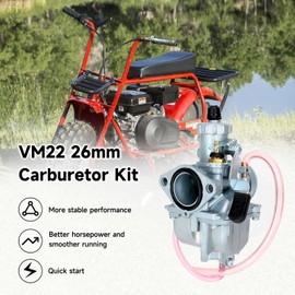 FVRITO Upgrade VM22 Carburetor Kit for Predator 212 196cc 224cc Non Hemi Coleman Mini Bike CT200U BT200X B200R KT196 Go Kart Baja Massimo MB200 GX160 GX200 Clone Engine Performance Parts w/Main Jets
