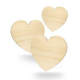 Kleenes Traumhandel Wooden Heart - Wooden Wall Decoration Heart - Heart Discs - Heart Shape Made of Wood for Birthday, Wedding, Valentine's Day - (Set of 3, 112 x 100 mm)