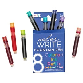 Ooly Color Write Colorful Fountain Pen Ink Refills, Set of 8, Multicolor Refills Compatible with Ooly Fountain Pens Only - Back to School Supplies