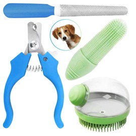 Desser Pet Care 3-in-1 Pet Grooming Kit - Pet Nail Clipper, Pet Toothbrush & Pet Shower Brush - Ideal Pet Gifts for Dogs & Cats - Essential Dog Supplies & Cat Accessories