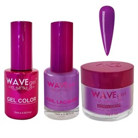 WAVEGEL Soak-Off Gel, Nail Lacquer & Acrylic/Dip Powder Matching Set - Princess Collection - #91 Deep Lily