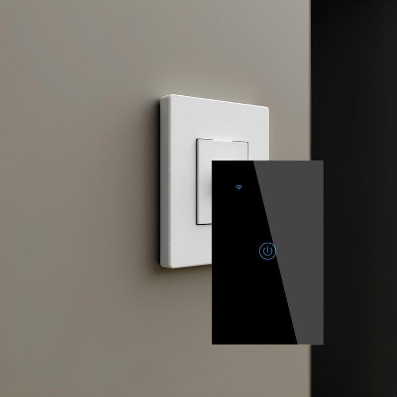 Smart WiFi Touch Light Switch, Black, Single Control Panel, Voice