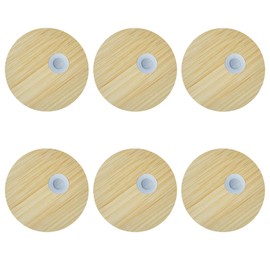 TERESRY 6 Pack Bamboo Lids with Straw Hole, 2.75 Inch/70mm Wooden Lids for 16oz Beer Can Cups & 20-24oz Glass Cups