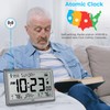 Wall Clock Atomic with Indoor Outdoor Temperature Battery Powered, Easy