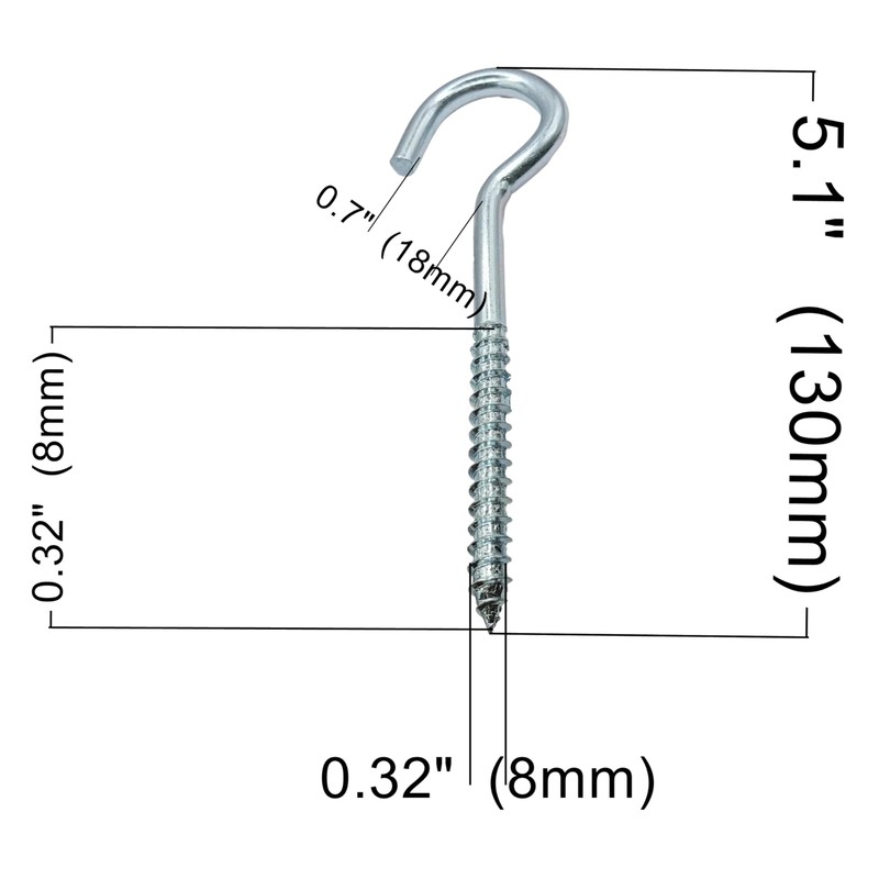 LLB Pack of 10 Screw-in Hooks Large Heavy Duty Cup